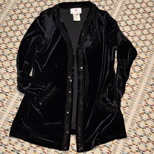 Black Velvet Cardigan with Sequin Detail